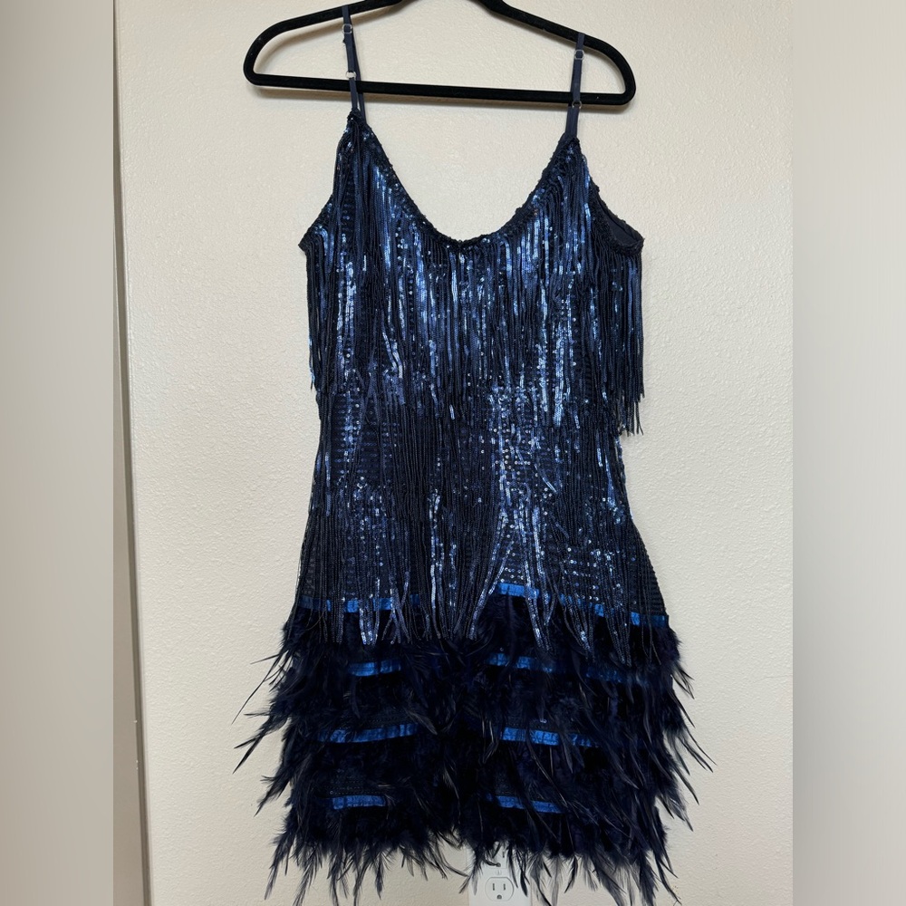 Sequin, Fringe, and Feather Blue Dress - Era’s Tour Dress